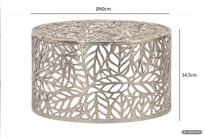 Couchtisch 60cm Aluminium Sofatisch Design Wohnzimmertisch Metall Tisch Alu Rund – Maßzeichnung