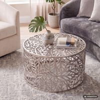 Couchtisch 60cm Aluminium Sofatisch Design Wohnzimmertisch Metall Tisch Alu Rund – Ansicht 1
