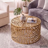 Couchtisch 60cm Aluminium Sofatisch Design Wohnzimmertisch Metall Tisch Alu Rund – Ansicht 1