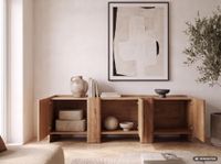 Sideboard Akazie Massivholz 165cm Anrichte Kommode 3 Türen Holzkommode Handmade – Ansicht 2