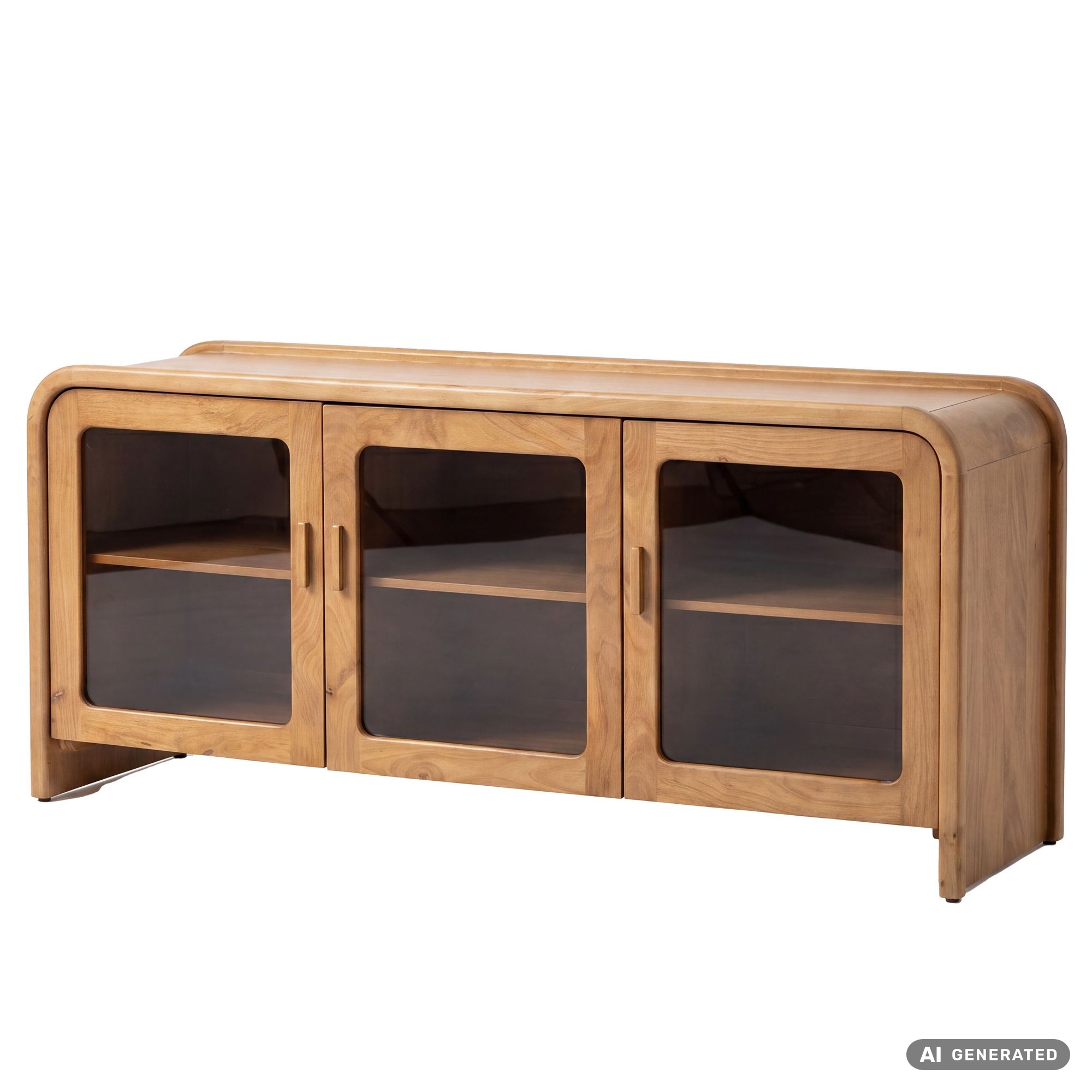 Sideboard Mango Massivholz 160cm Anrichte Kommode 3 Glas Türen Holzkommode Groß – Ansicht 6