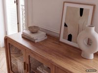 Sideboard Mango Massivholz 160cm Anrichte Kommode 3 Glas Türen Holzkommode Groß – Ansicht 4