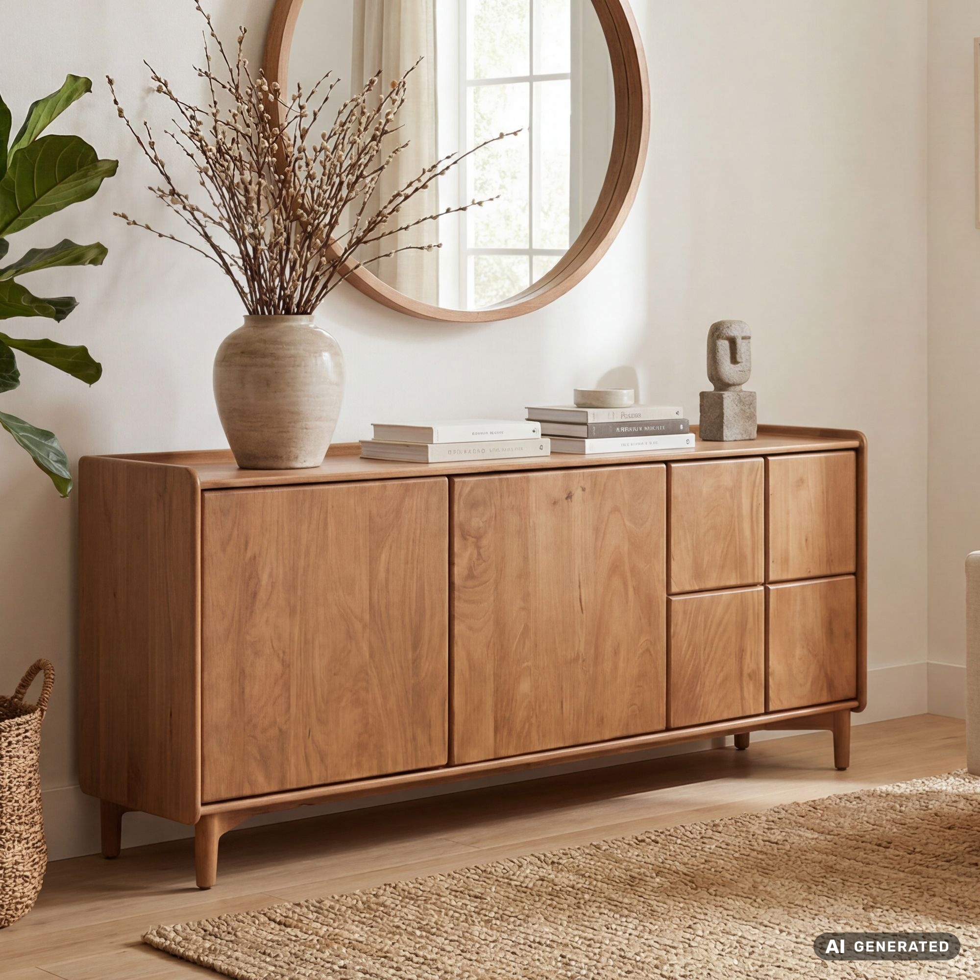 Sideboard Mango Massivholz 160cm Anrichte Kommode 3 Türen Holzkommode Handmade – Ansicht 1