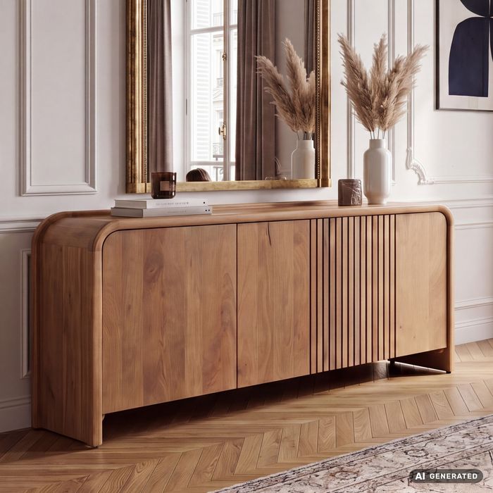 FineBuy Sideboard Mango Massivholz 160cm - Anrichte mit 3 Türen - Kommode modernes Design - Schrank Holzkommode Handmade