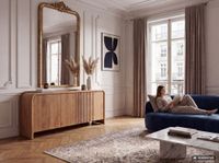 Sideboard Mango Massivholz 160cm Anrichte Kommode 3 Türen Holzkommode Handmade – Ansicht 4