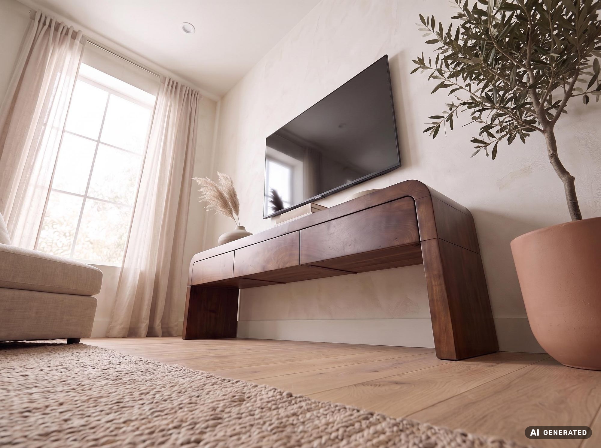 TV Board Kommode Lowboard Fernsehschrank Massivholz 160cm Schubladen Handmade – Ansicht 5