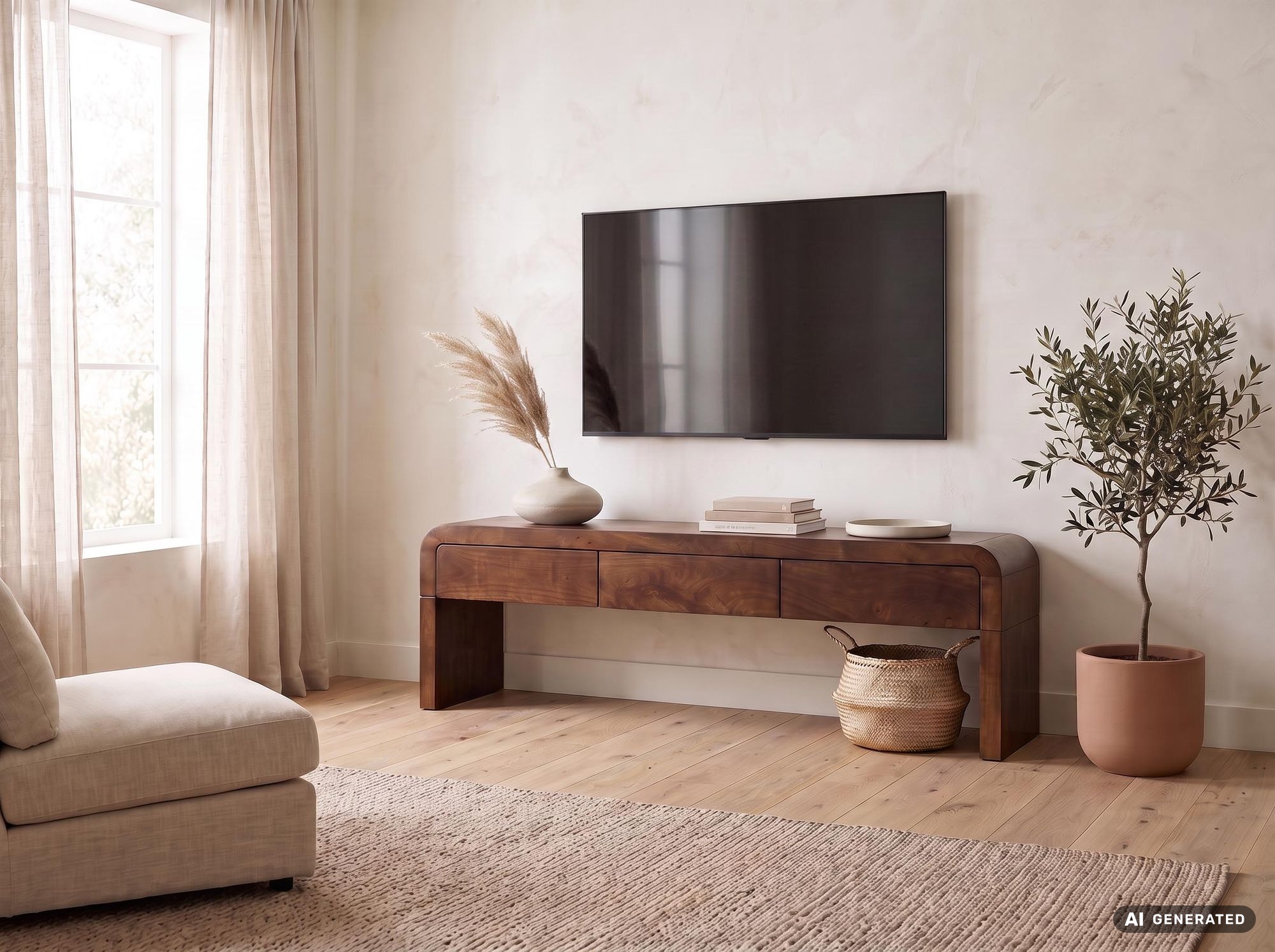 TV Board Kommode Lowboard Fernsehschrank Massivholz 160cm Schubladen Handmade – Ansicht 7