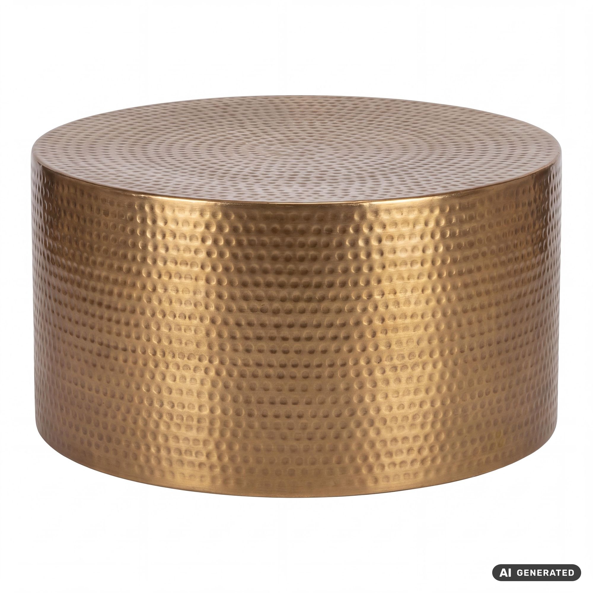 Couchtisch rund 60 cm Gold Alu Hammerschlag Sofatisch Wohnzimmertisch Metall – Ansicht 6