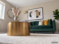 Couchtisch rund 60 cm Gold Alu Hammerschlag Sofatisch Wohnzimmertisch Metall – Ansicht 5