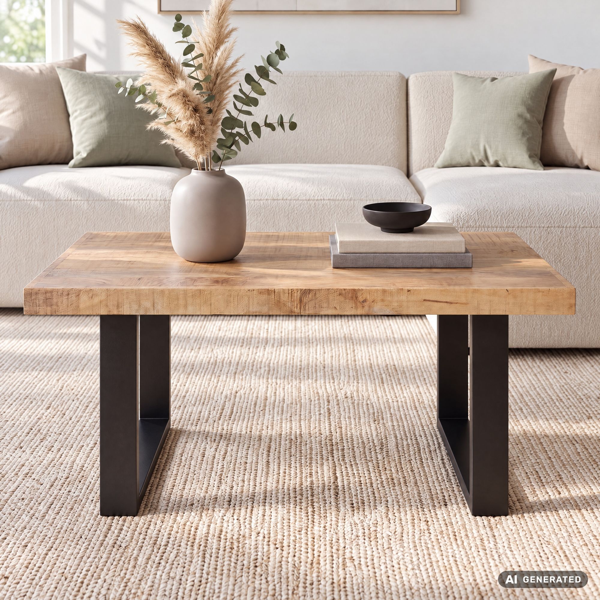 Couchtisch Wohnzimmertisch Mango Massivholz 100x60cm Sofatisch Industrial Design – Ansicht 8