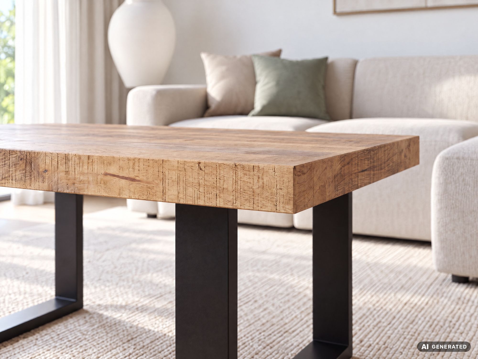 Couchtisch Wohnzimmertisch Mango Massivholz 100x60cm Sofatisch Industrial Design – Ansicht 4