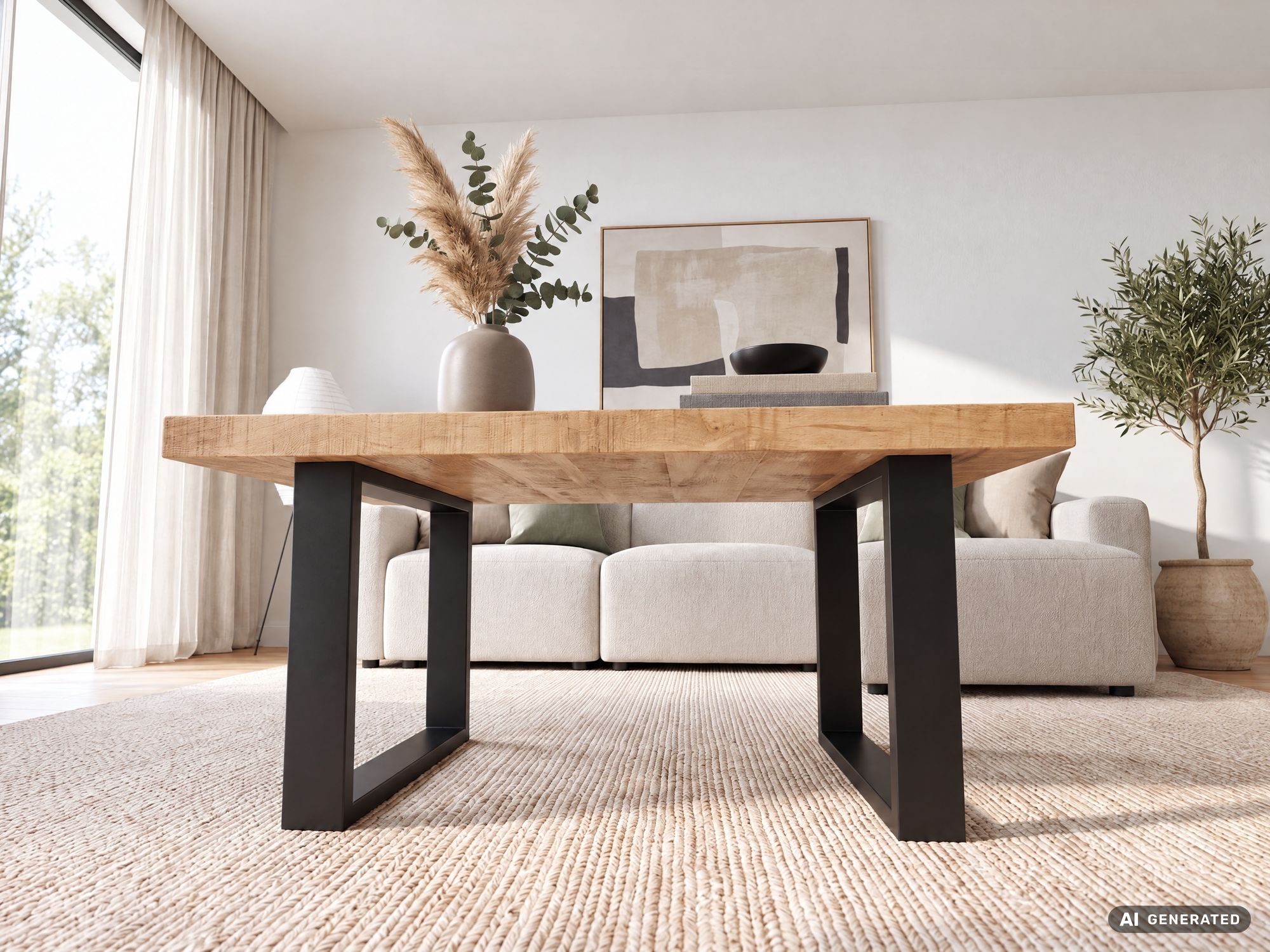 Couchtisch Wohnzimmertisch Mango Massivholz 100x60cm Sofatisch Industrial Design – Ansicht 7