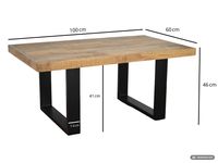 Couchtisch Wohnzimmertisch Mango Massivholz 100x60cm Sofatisch Industrial Design – Ansicht 3