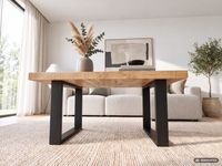 Couchtisch Wohnzimmertisch Mango Massivholz 100x60cm Sofatisch Industrial Design – Ansicht 7