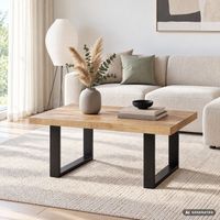 Couchtisch Wohnzimmertisch Mango Massivholz 100x60cm Sofatisch Industrial Design – Ansicht 1