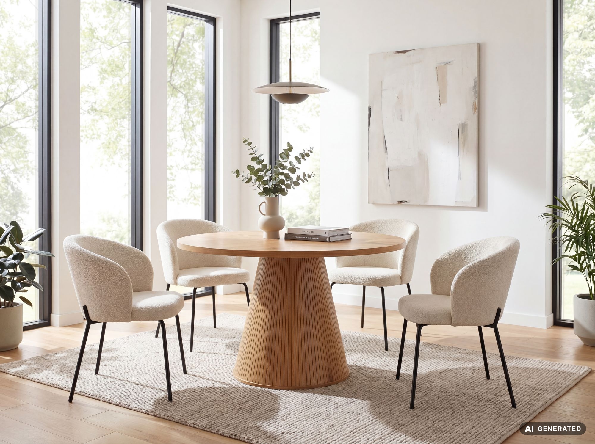 Esszimmertisch 120cm Eiche Dekor Esstisch 6 Personen Küchentisch Rund Braun – Ansicht 2