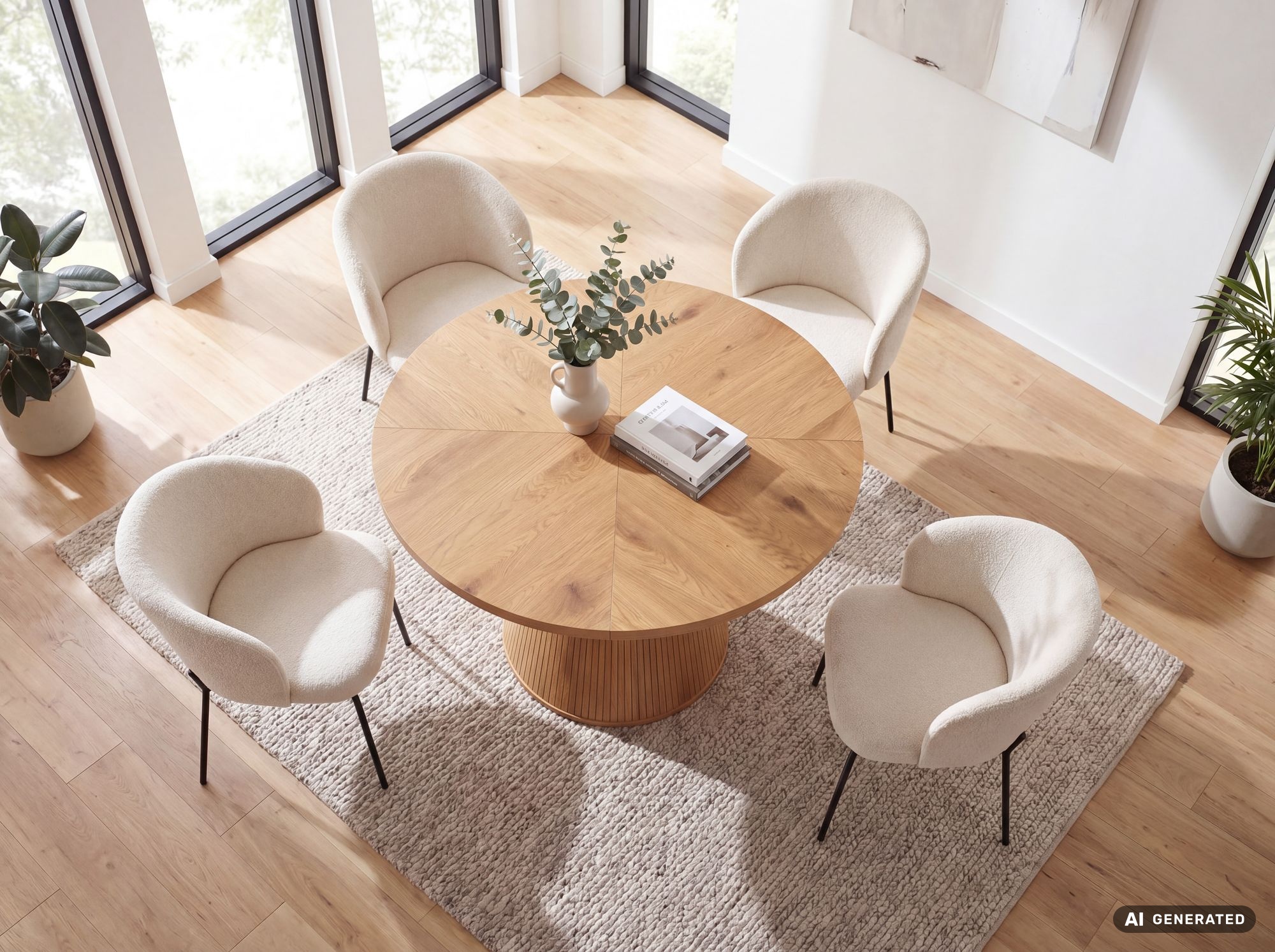 Esszimmertisch 120cm Eiche Dekor Esstisch 6 Personen Küchentisch Rund Braun – Ansicht 4