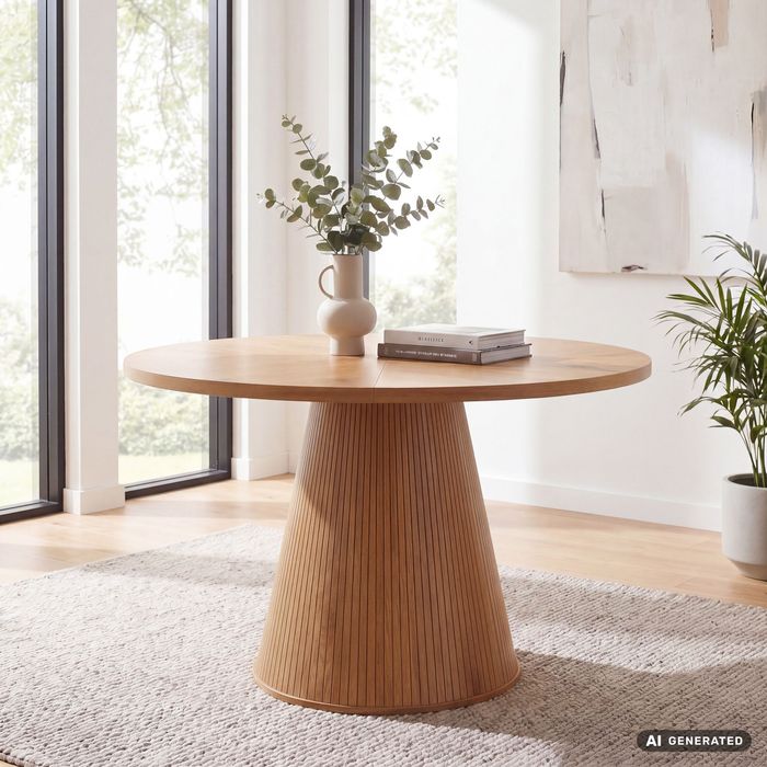 Esszimmertisch 120cm Eiche Dekor Esstisch 6 Personen Küchentisch Rund Braun