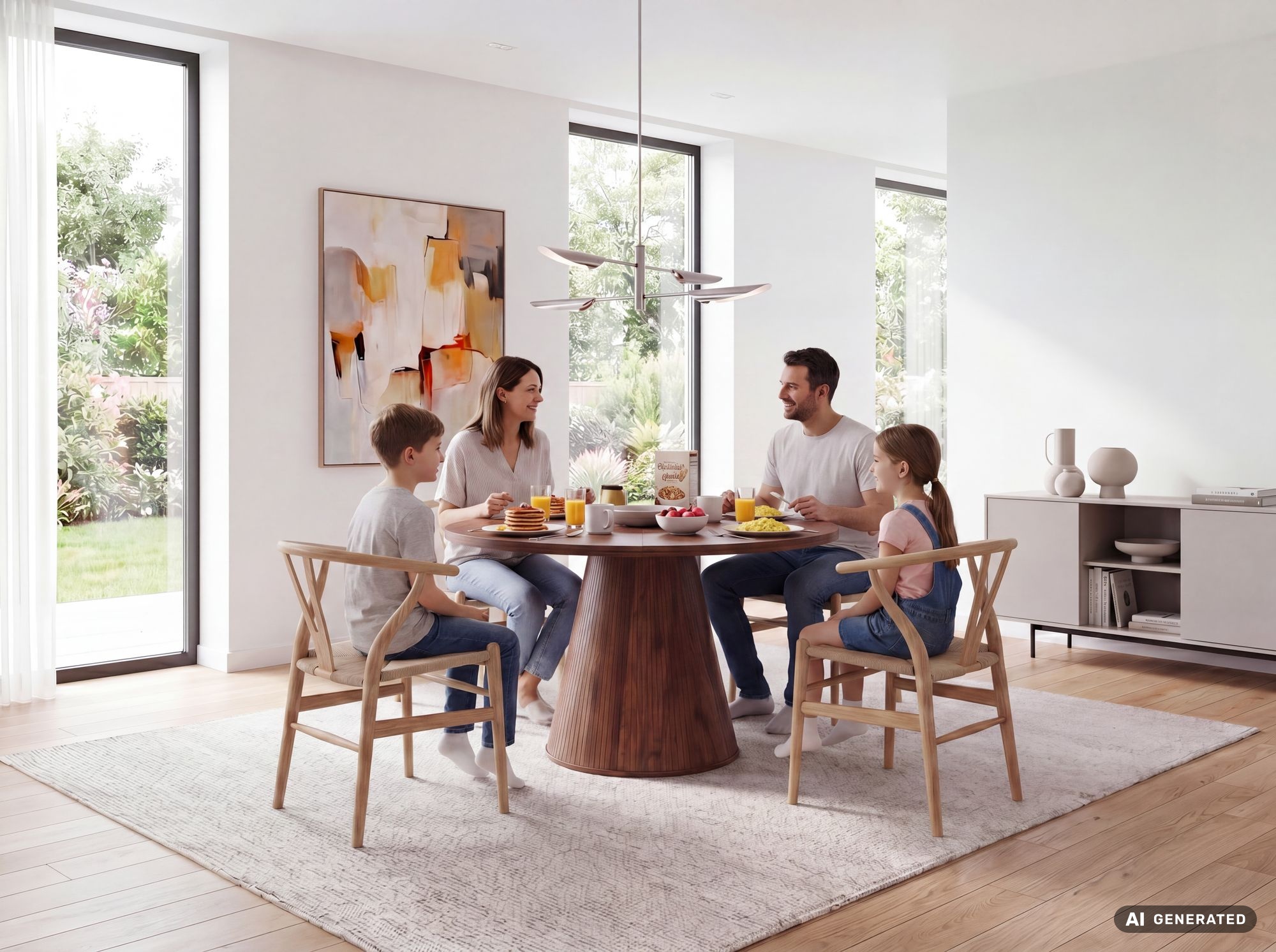 Esszimmertisch 120cm Walnuss Dekor Esstisch 6 Personen Küchentisch Rund Braun – Ansicht 8