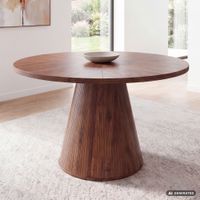 Esszimmertisch 120cm Walnuss Dekor Esstisch 6 Personen Küchentisch Rund Braun – Ansicht 1