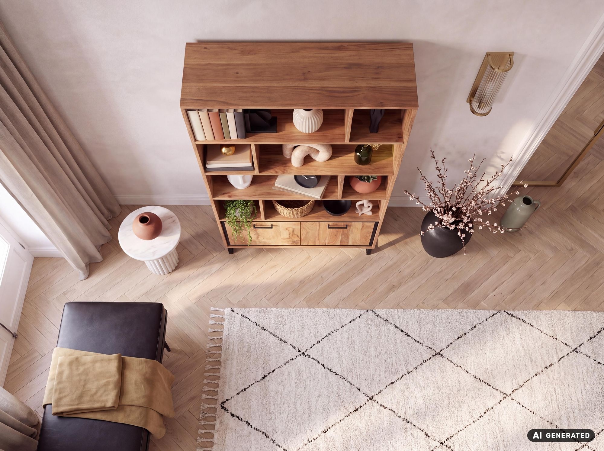 Bücherregal Massivholz Stauraumregal 195cm Wohnregal modern hoch Standregal – Ansicht 8