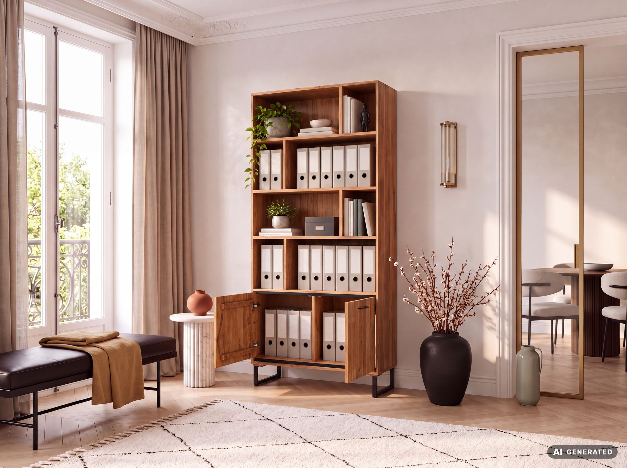 Bücherregal Massivholz Stauraumregal 195cm Wohnregal modern hoch Standregal – Ansicht 9