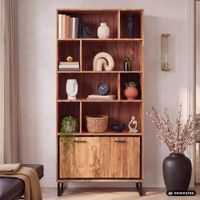 Bücherregal Massivholz Stauraumregal 195cm Wohnregal modern hoch Standregal – Ansicht 2