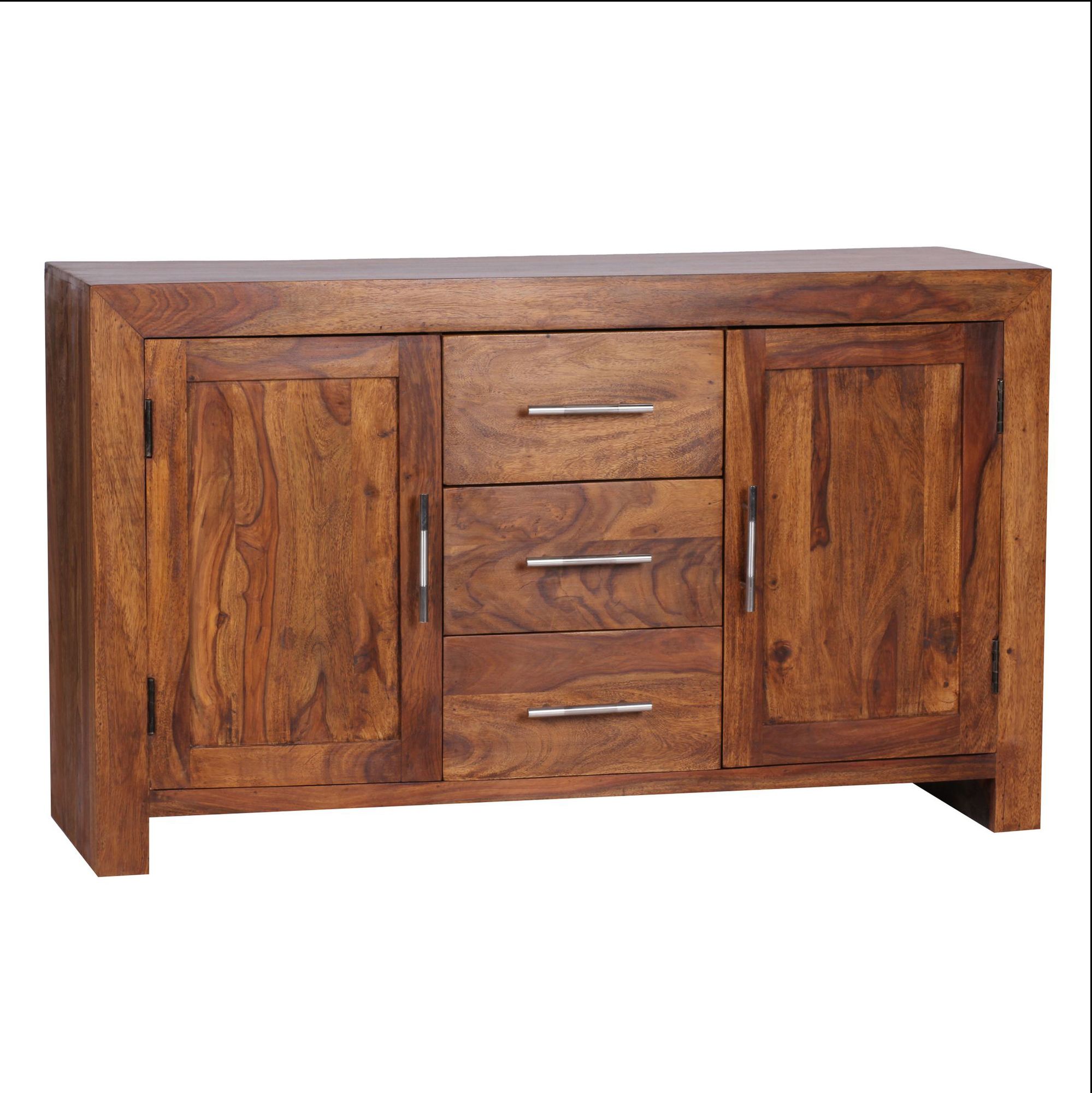Massivholz Sideboard 120cm Sheesham Kommode mit 2 Türen & 3 Schubladen Modernes Design – Ansicht 6