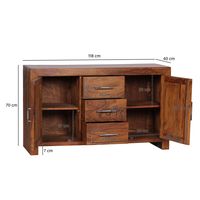 Massivholz Sideboard 120cm Sheesham Kommode mit 2 Türen & 3 Schubladen Modernes Design – Ansicht 3