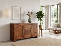 Massivholz Sideboard 120cm Sheesham Kommode mit 2 Türen & 3 Schubladen Modernes Design – Ansicht 5