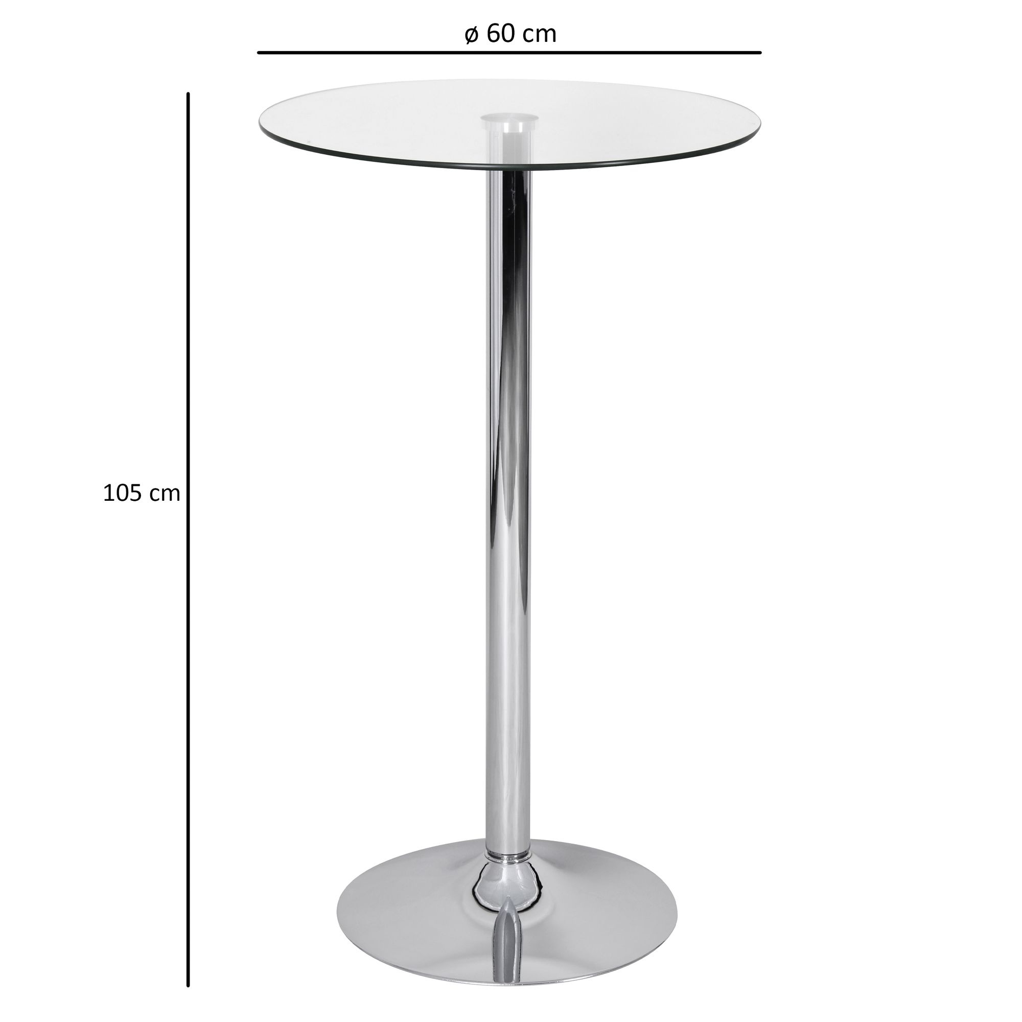 Stehtisch FineBuy Bartisch Bistrotisch Imbisstisch Metall Chrom Glas Rund 60 cm – Ansicht 3