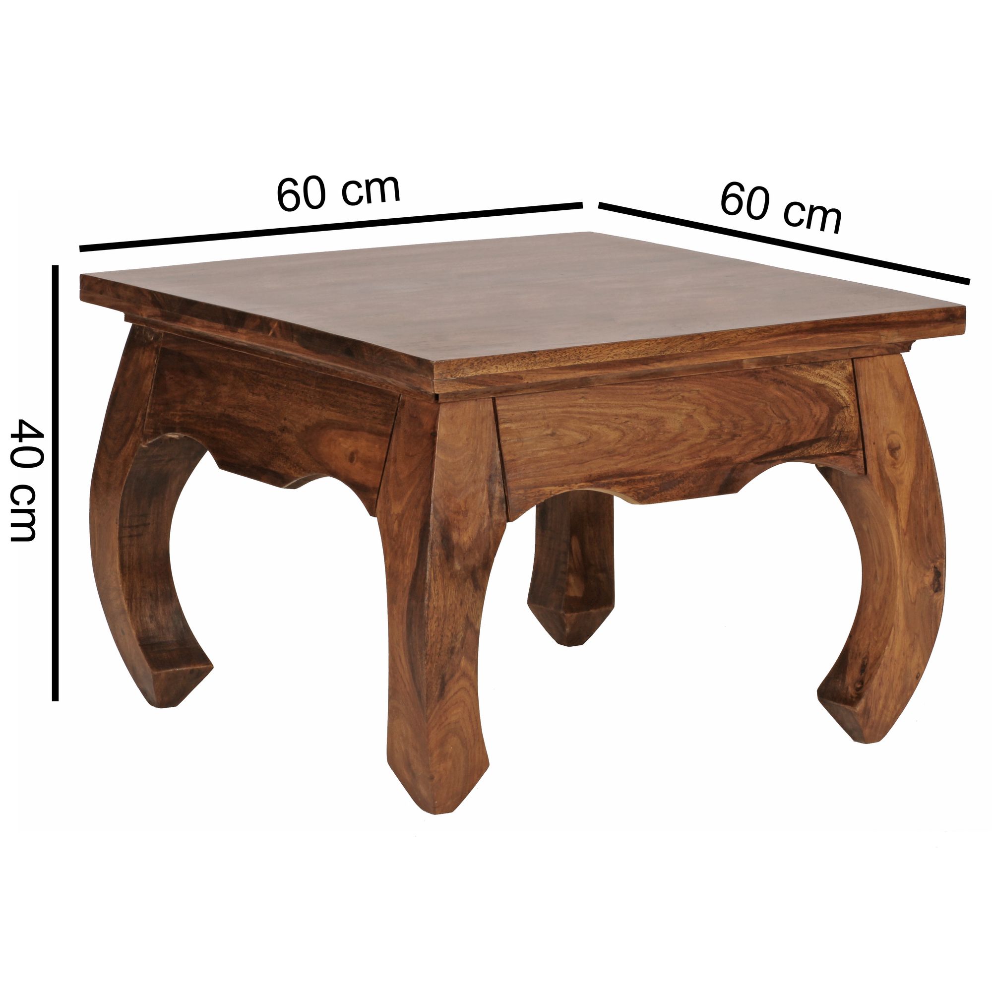 FineBuy Opium Wohnzimmertisch 60 x 40 x 60cm Sheesham Holz quadratisch Sofatisch – Ansicht 3
