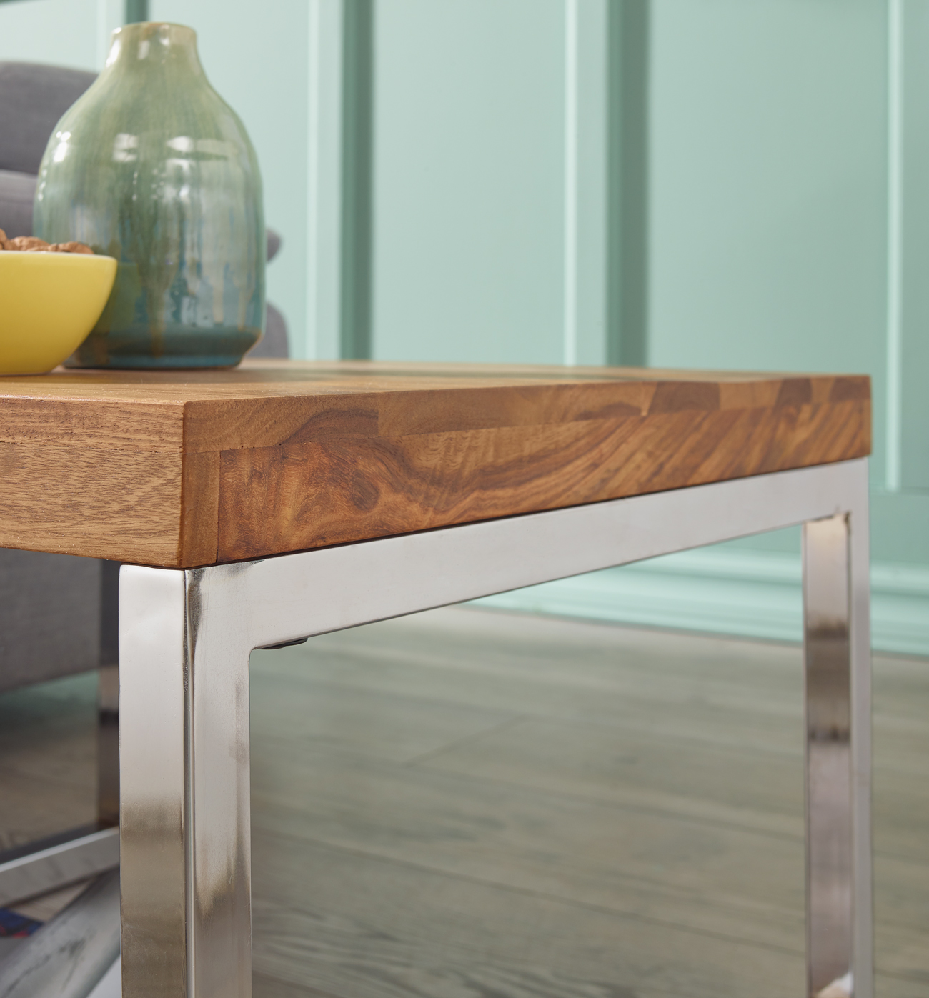 Couchtisch quadratisch 60cm Sheesham Massivholz Wohnzimmertisch Beistelltisch – Ansicht 5