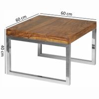Couchtisch quadratisch 60cm Sheesham Massivholz Wohnzimmertisch Beistelltisch – Ansicht 3