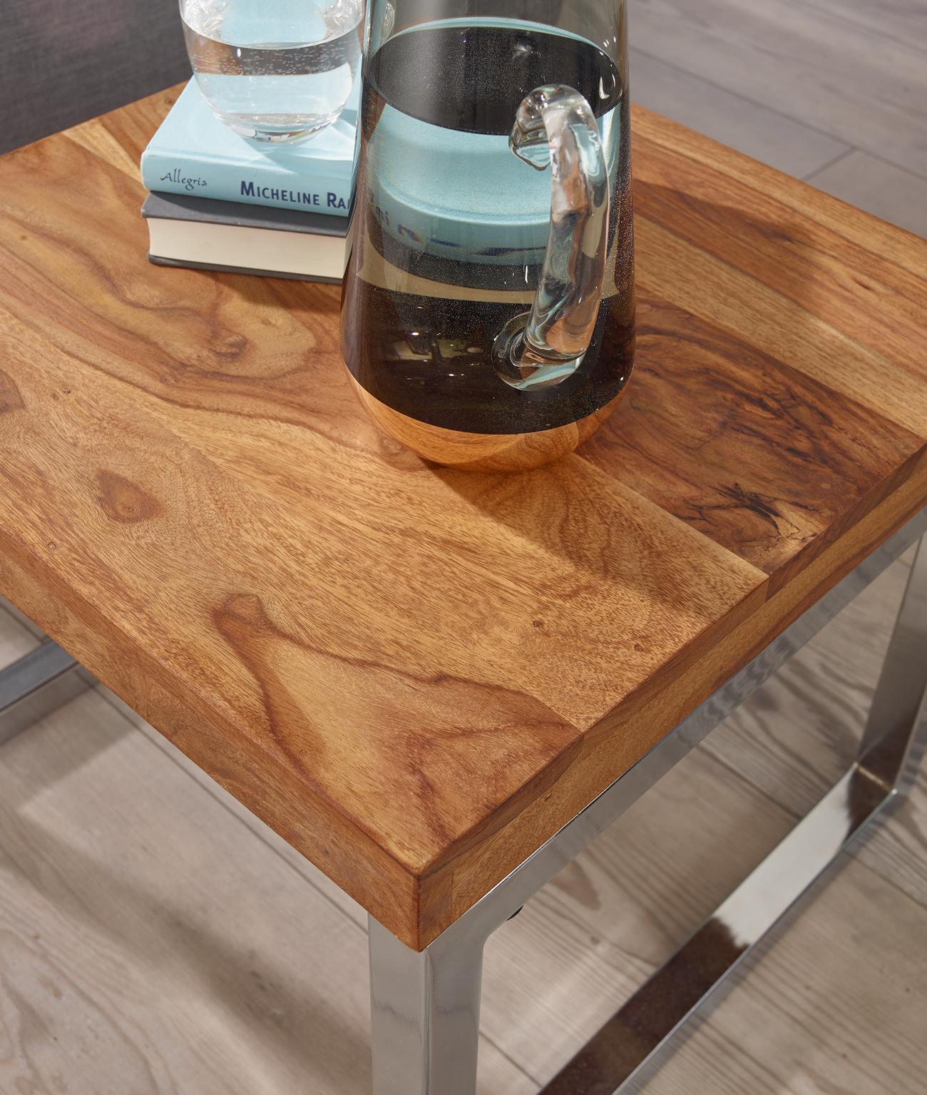 Couchtisch quadratisch 45cm Sheesham Massivholz Wohnzimmertisch Beistelltisch – Ansicht 4