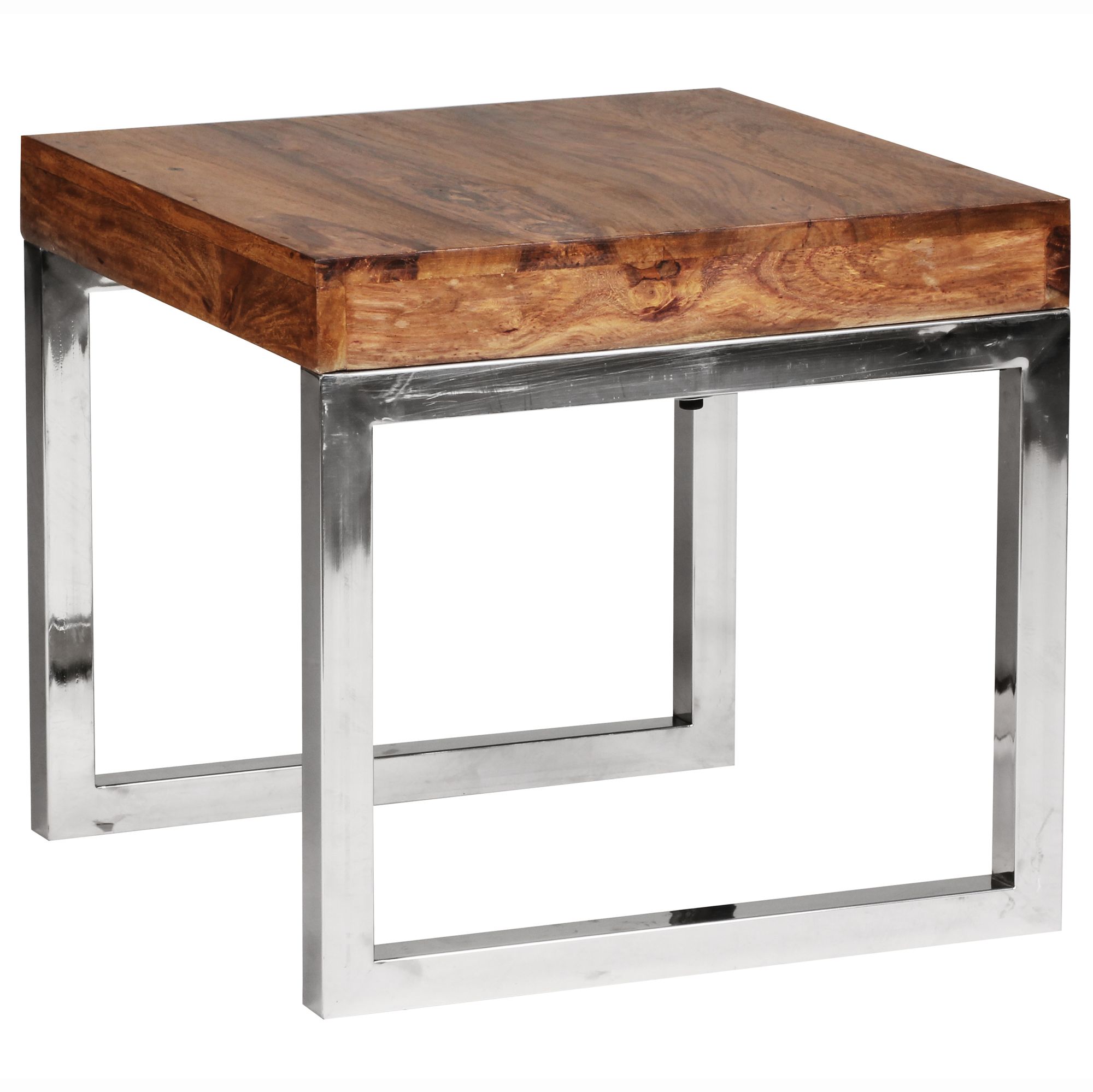 Couchtisch quadratisch 45cm Sheesham Massivholz Wohnzimmertisch Beistelltisch – Ansicht 6