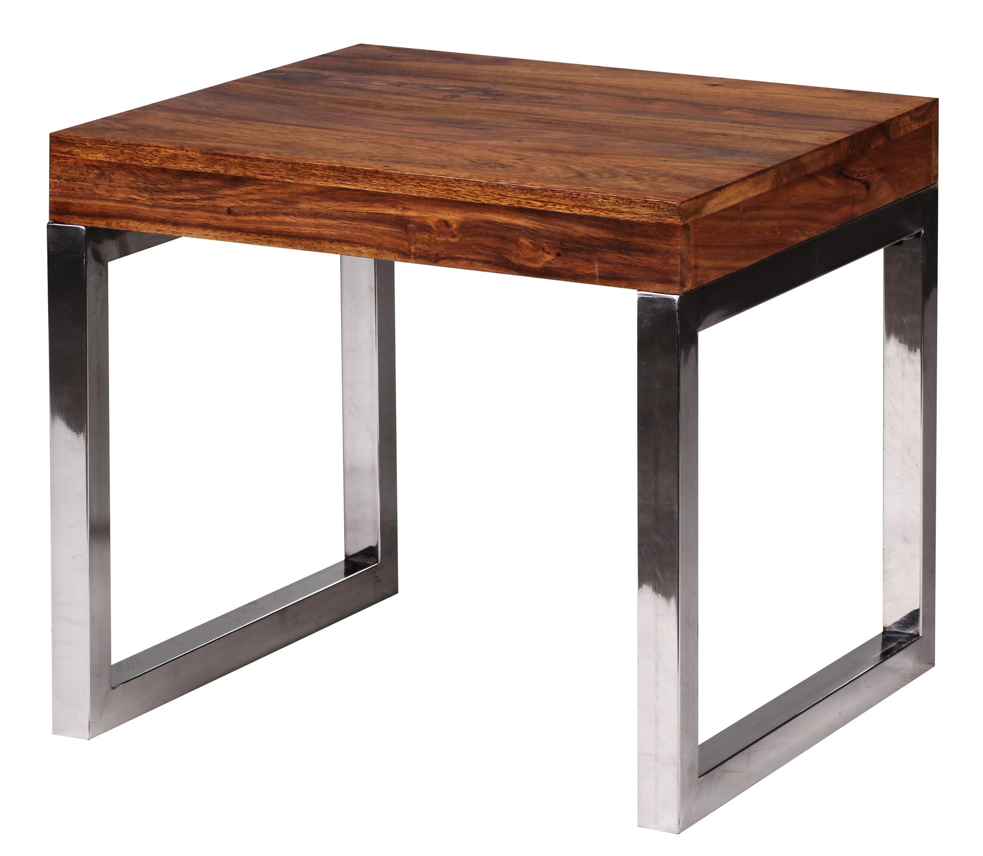 FineBuy Couchtisch quadratisch 46cm Sheesham Massivholz mit Chrom Gestell, Design Wohnzimmertisch, Sofatisch mit Metallrahmen, Holztisch Wohnzimmer, Beistelltisch Echtholz | Farbe: Braun FineBuy Couchtisch quadratisch 46cm Sheesham Massivholz mit Chrom Gestell, Design Wohnzimmertisch, Sofatisch mit Metallrahmen, Holztisch Wohnzimmer, Beistelltisch Echtholz | Farbe: Braun