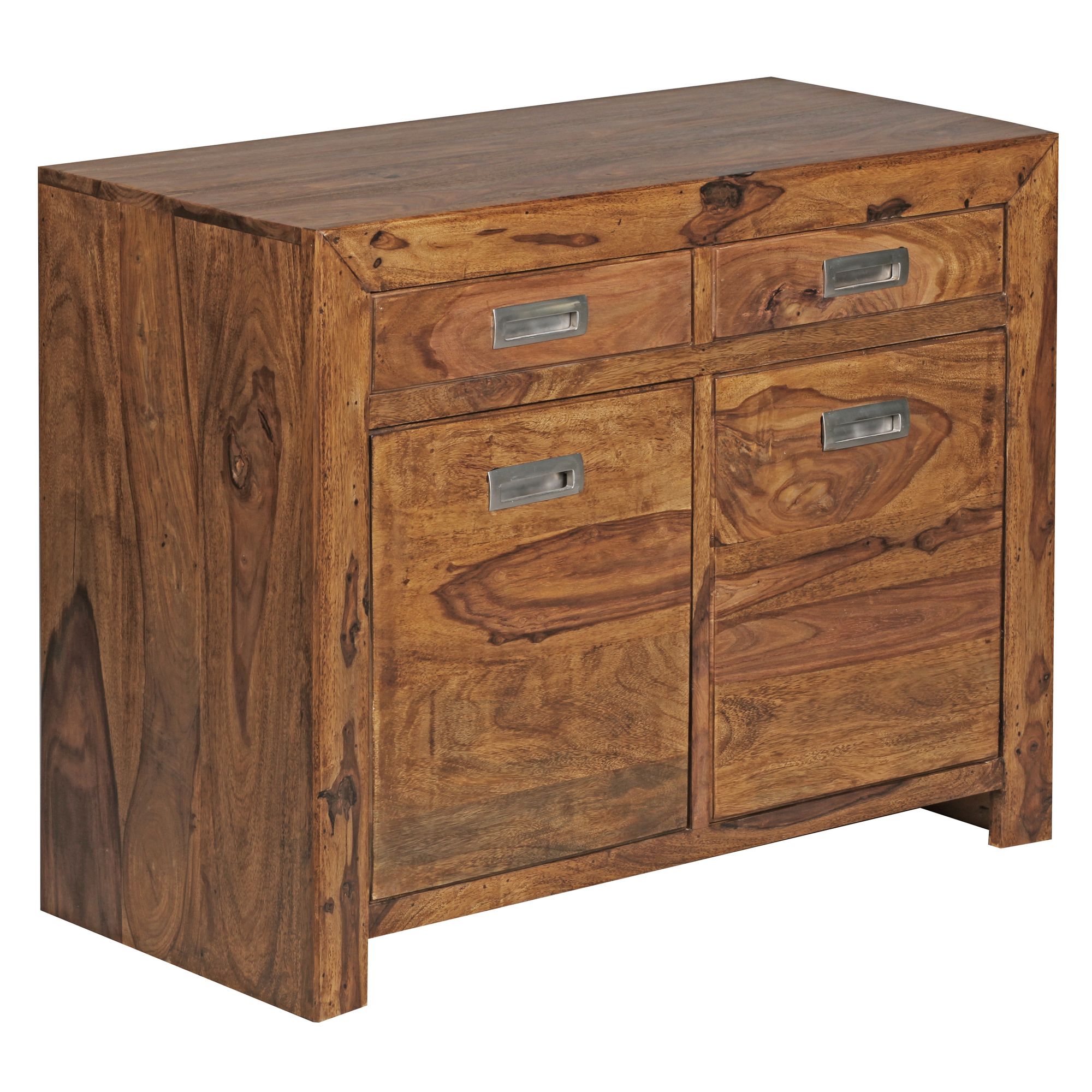 Massivholz Sideboard 90cm Sheesham Kommode mit 2 Türen & 2 Schubladen Landhaus Style – Ansicht 6
