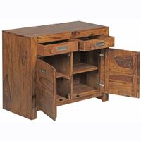 Massivholz Sideboard 90cm Sheesham Kommode mit 2 Türen & 2 Schubladen Landhaus Style – Ansicht 7