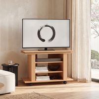 Fernsehschrank Rollbar Drehbar TV Bank Schrank Möbel Fernsehtisch HiFi Rack Holz – Ansicht 1