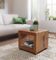 FineBuy Sheesham Massivholz Couchtisch Wohnzimmertisch Beistelltisch 50x50cm – Ansicht 3