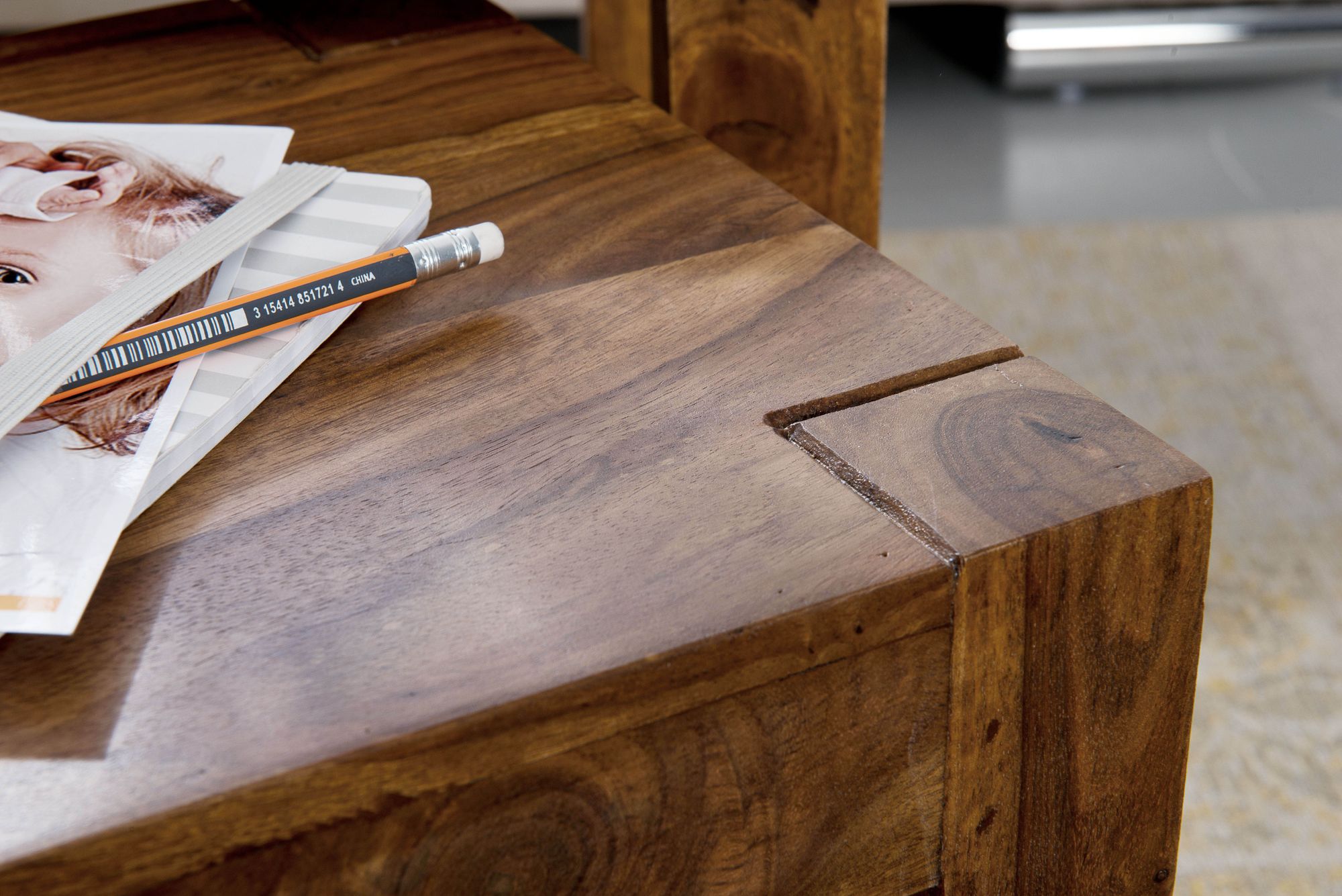 FineBuy Design Sheesham 3-teiliger Satz Beistell Tisch Massivholz Couchtisch – Ansicht 4