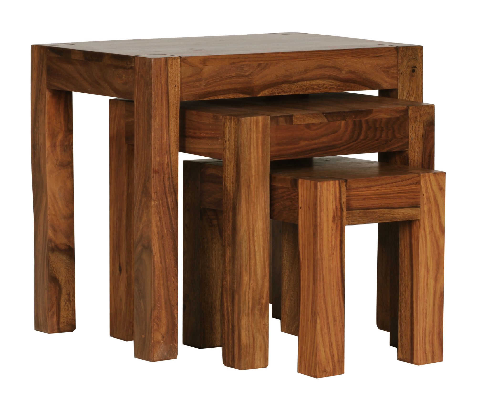 FineBuy Design Sheesham 3-teiliger Satz Beistell Tisch Massivholz Couchtisch – Ansicht 7