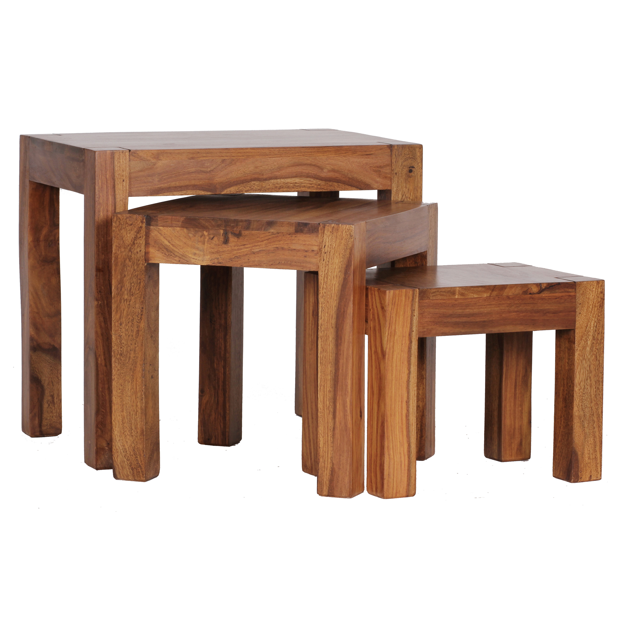 FineBuy 3er Set Satztisch Massivholz Sheesham Wohnzimmertisch Beistelltisch braun Naturholz Couchtisch Echtholz Anstelltisch | Farbe: Braun FineBuy 3er Set Satztisch Massivholz Sheesham Wohnzimmertisch Beistelltisch braun Naturholz Couchtisch Echtholz Anstelltisch | Farbe: Braun