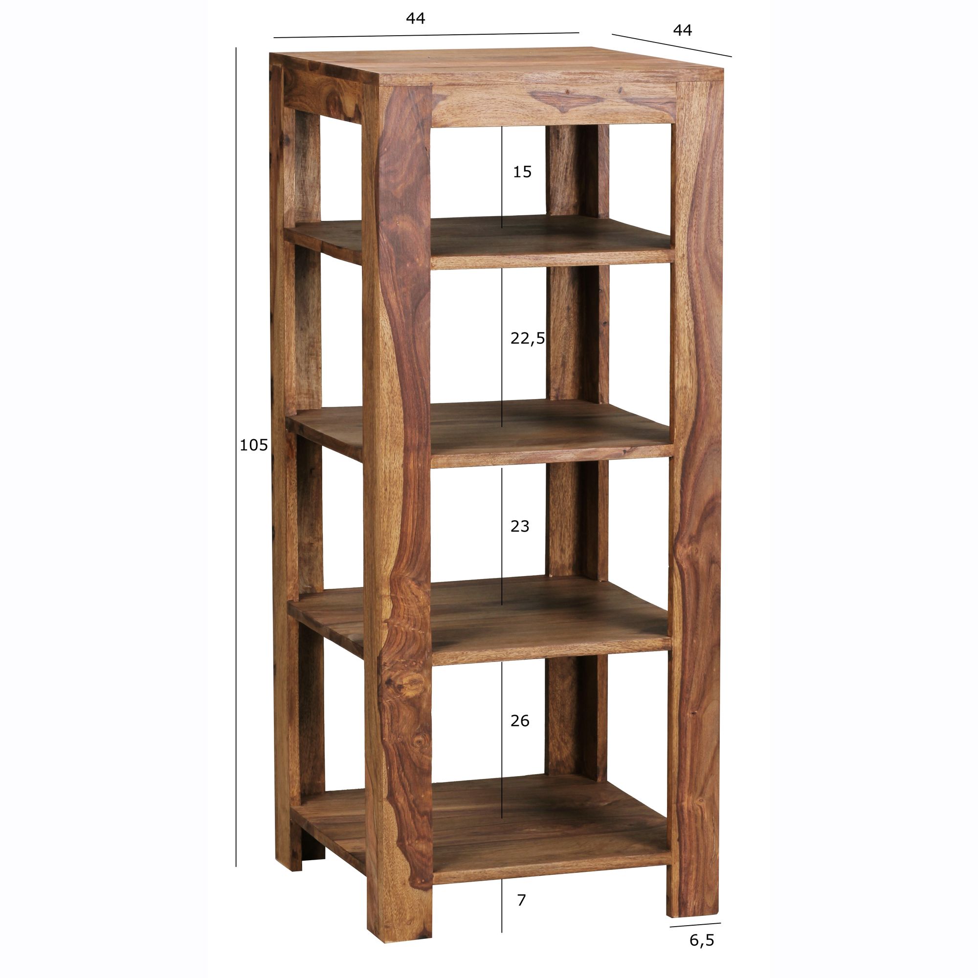 FineBuy Standregal 44x105x44 cm Sheesham Bücherregal Holz Regal Braun Massiv – Ansicht 3