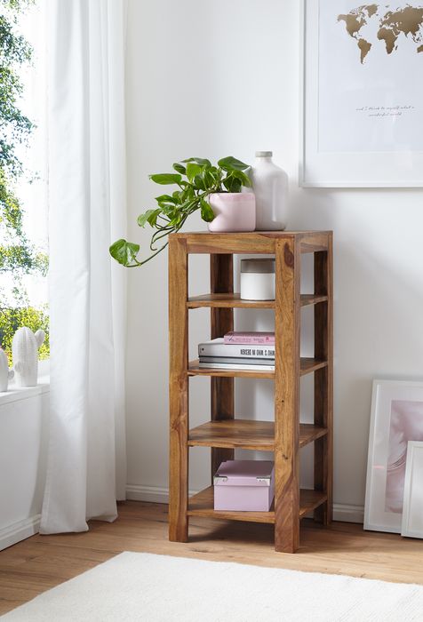 FineBuy Standregal Massiv-Holz Sheesham 105 cm Wohnzimmer-Regal mit 4 Ablagefächer Design Landhaus-Stil Beistelltisch 4250950214477