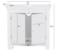 FineBuy Waschbeckenunterschrank Unterschrank Weiß 57 cm Badschrank – Ansicht 3