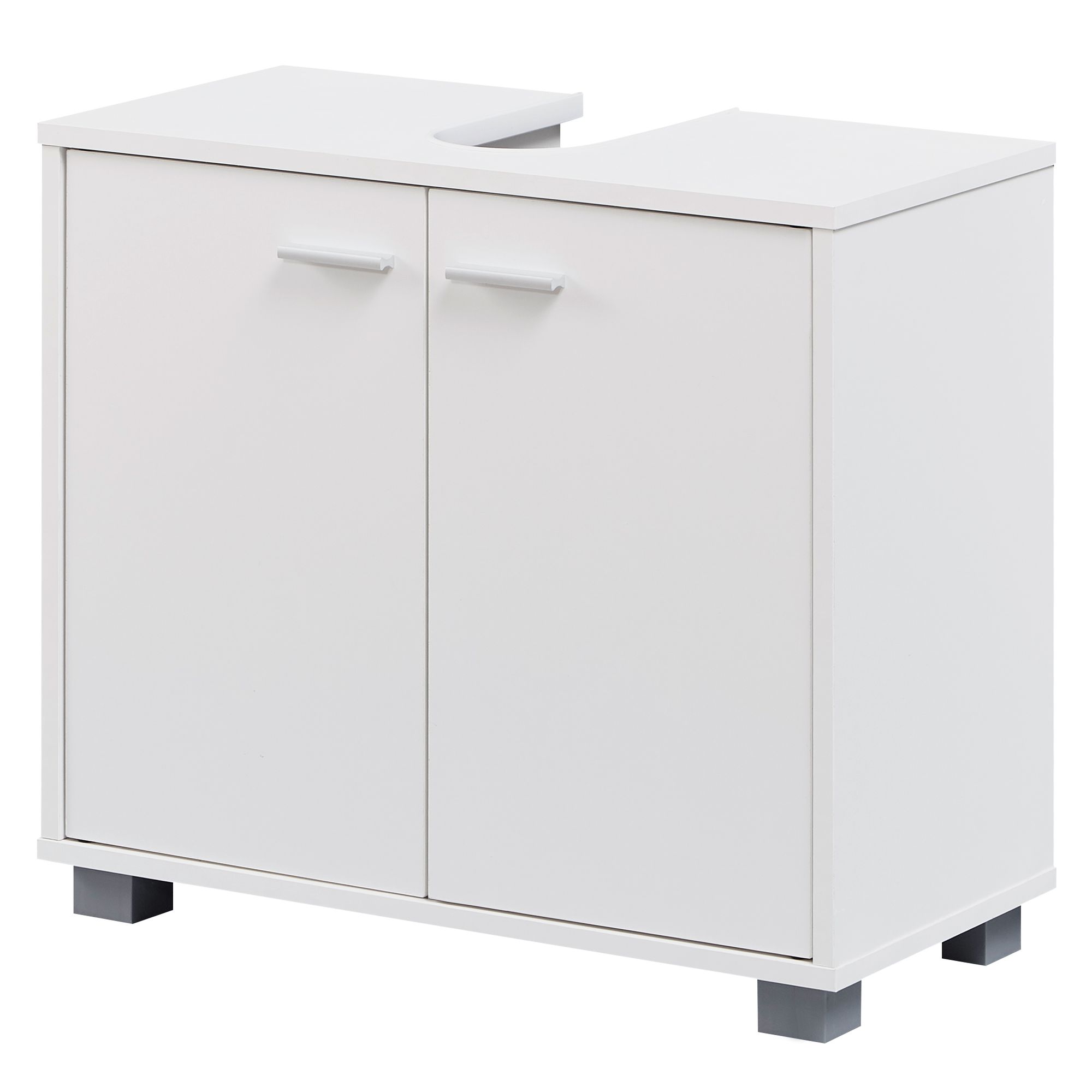 Waschbeckenunterschrank mit 2 Türen Weiß, Kleiner Schrank Badezimmer, Badschrank Waschbecken Stehend