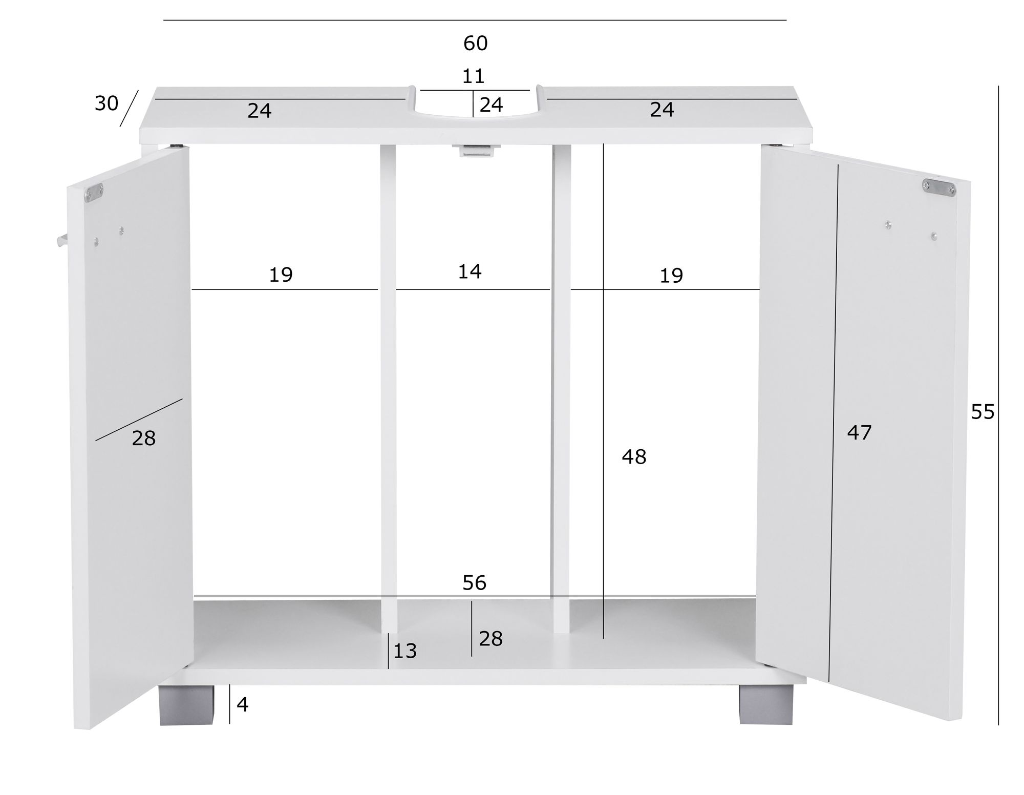 FineBuy Waschbeckenunterschrank FB37117 Waschtischunterschrank Badschrank 60cm – Ansicht 3