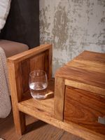 Nachtkonsole Sheesham Massivholz mit Schublade & Ablage Nachttisch Nachtkästchen – Ansicht 4